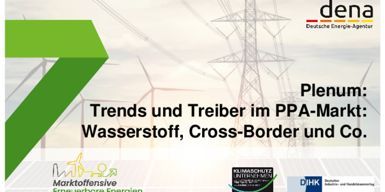 Marktoffensive EE Plenum: Trends und Treiber im PPA Markt - Wasserstoff, Cross-border und Co.